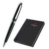 Подарочный набор Pierre Cardin: записная книжка и шариковая ручка. Цвет черный, отделка элементов хром