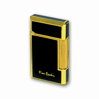 Зажигалка "Pierre Cardin" газовая кремневая, черный лак/золото